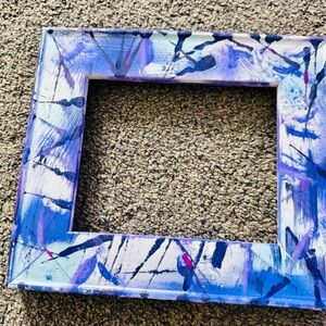 Abstract Hand-Painted Blue & Purple Decorative Frame